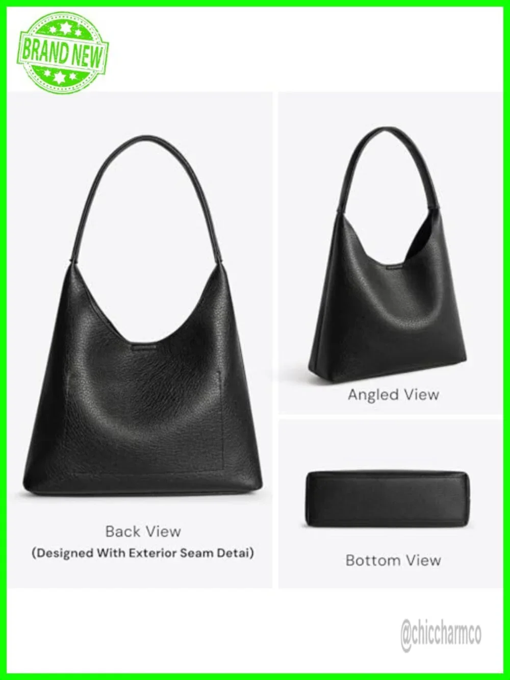 Slouchy Hobo Shoulder Bag Vegan Leather Small Everyday Purse